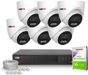 Zestaw do monitoringu IP KEEYO 6x LV-V-IP4M25DF-B 4Mpx, PoE, IR 25m, Audio, AI 1