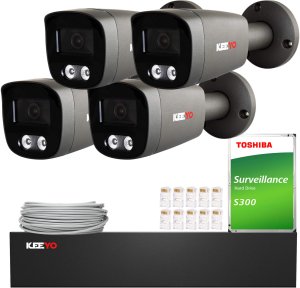 Zestaw do monitoringu IP KEEYO 4x LV-V-IP5M25TF-G-II 5Mpx, IR 25m, Audio, AI, Sony Starvis 1