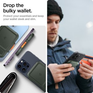 SPIGEN LOCK FIT MAGSAFE UNIVERSAL MAGNETIC CARD HOLDER MILITARY GREEN 18