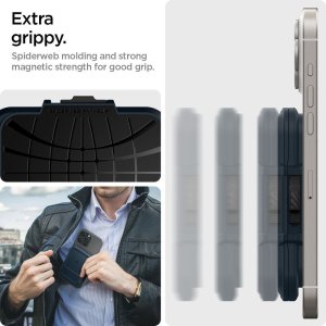 SPIGEN LOCK FIT MAGSAFE UNIVERSAL MAGNETIC CARD HOLDER METAL SLATE 19