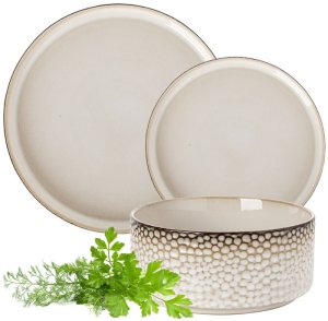 Serwis obiadowy porcelanowy Florina Gambia 18 elementów zestaw talerzy dla 6 osób retro 1