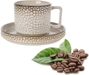 Komplet 6 filiżanek ze spodkami porcelanowych Florina Gambia 200 ml do kawy herbaty zestaw kremowe retro 3