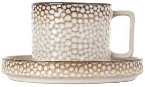 Komplet 6 filiżanek ze spodkami porcelanowych Florina Gambia 200 ml do kawy herbaty zestaw kremowe retro 5