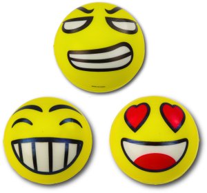 LeanToys Piłka Do Odbijania Ugniatania Piankowa Piłeczka Emotka Żółta 10cm 3