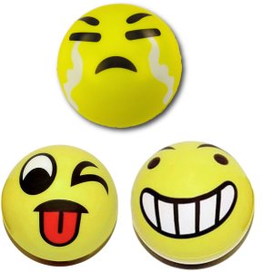 LeanToys Piłka Do Odbijania Ugniatania Piankowa Piłeczka Emotka Żółta 10cm 4