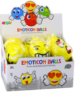 LeanToys Piłka Do Odbijania Ugniatania Piankowa Piłeczka Emotka Żółta 10cm 5