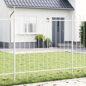 Ogrodzenie ogrodowe vidaXL Zestaw 7 Białe Metal malowany proszkowo 1