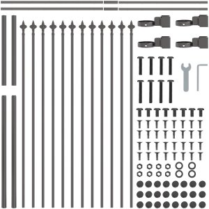 vidaXL Ogrodzenie Zestaw 8 Szare Metalowe 170 x 3.4 x 130 cm Trwałe 5
