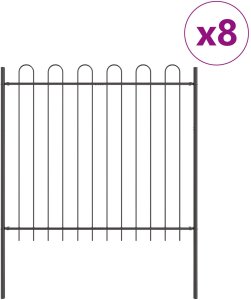 vidaXL Ogrodzenie ogrodowe Zestaw 8 Szare Metalowe 170 x 3.4 x 200 cm 2