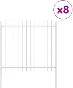 vidaXL Ogrodzenie ogrodowe Zestaw 8 Białe Metalowe 170 x 3.4 x 200 cm 2