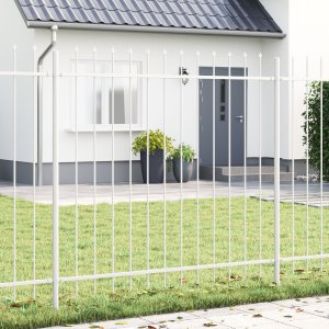 vidaXL Ogrodzenie Ogrodowe Zestaw 9 Biały Metal 170 x 3.4 x 200 cm 1