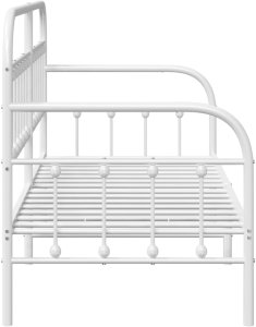 vidaXL Łóżka i ramy łóżek Biała Metal 75 x 190 cm Metalowa rama łóżka 1