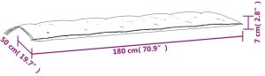 vidaXL Poduszka na ławkę ogrodową, szara, 180x50x7 cm, tkanina 7