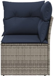 vidaXL Narożny moduł sofy z poduszkami, szary, polirattan 4