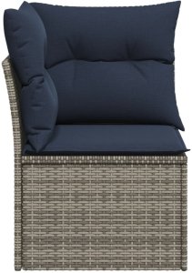 vidaXL Narożny moduł sofy z poduszkami, szary, polirattan 5