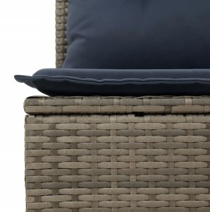 vidaXL Narożny moduł sofy z poduszkami, szary, polirattan 7