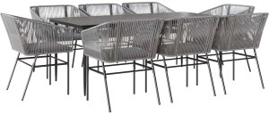 vidaXL 9-częściowy zestaw ogrodowy z poduszkami szary polirattan szkło 2