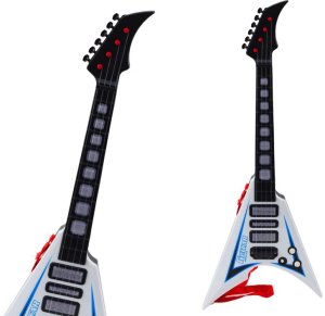LeanToys Gitara Elektryczna Dla Dzieci Światła Melodie Biała 2