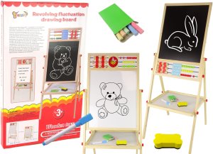 LeanToys Drewniana Tablica 2w1 Magnetyczna Kredowa + Liczydło Alfabet Tabliczka Mnożenia 2