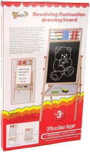 LeanToys Drewniana Tablica 2w1 Magnetyczna Kredowa + Liczydło Alfabet Tabliczka Mnożenia 6