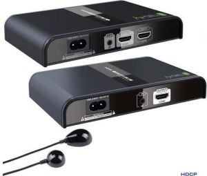 System przekazu sygnału AV Techly Zestaw HDMI HDbitT po PLC Powerline, do 300m FullHD z IR, czarny (021611) 1