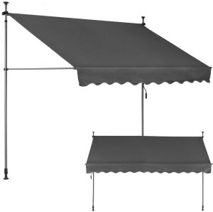 Markiza przeciwsłoneczna balkonowa 300x120 cm regulacja wysokości wodoodporna korbka ręczna szara MultiGarden 1