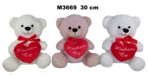 Maskotka Miś 3kol "Kocham Cię" 30cm 162045 mix cena za 1 szt 1