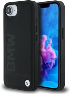 Case BMW Leather Hot Stamp for iPhone 16e black 1