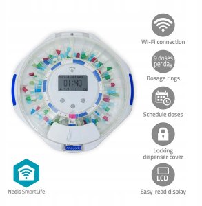 Herdegen Dyspenser na tabletki Nedis SmartLife 28 przegródek, 9 przypomnień Biały 6