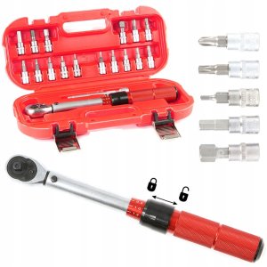 KLUCZ DYNAMOMETRYCZNY Z NASADKAMI 1/4" 5-24Nm 1