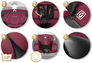 Fotelik samochodowy Nukido Fotelik samochodowy Prestige Line czarno-różowy 0-36 kg ISOFIX 13