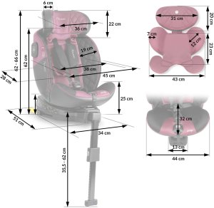 Fotelik samochodowy Nukido Fotelik samochodowy Prestige Line czarno-różowy 0-36 kg ISOFIX 4