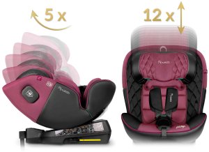 Fotelik samochodowy Nukido Fotelik samochodowy Prestige Line czarno-różowy 0-36 kg ISOFIX 8