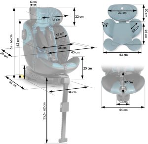 Fotelik samochodowy Nukido Fotelik samochodowy Prestige Line czarno-niebieski 0-36 kg ISOFIX 4