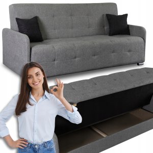 Wersalka Sofa Kanapa Rozkładana Z Funkcją Spania Dwuosobowa Szara ARIA 1