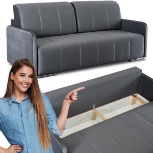 Wersalka Sofa Kanapa Rozkładana Z Funkcją Spania Dwuosobowa Szara IBIZA 1