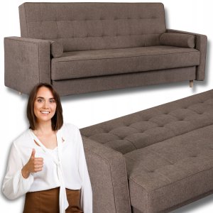 Wersalka Sofa Kanapa Rozkładana z Funkcją Spania Dwuosobowa Brązowa MALTA 1