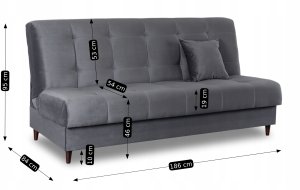 Wersalka Sofa Kanapa Rozkładana z Funkcją Spania Dwuosobowa Szara LIMA 11