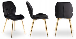Zestaw Krzesło Tapicerowane Kuchenne Glamour Czarne Do Jadalni IRYS 4x 7