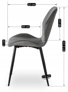 Mebel Elite Zestaw Krzesło Tapicerowane Welurowe Kuchenne Szare Do Jadalni LILAC 4x 11