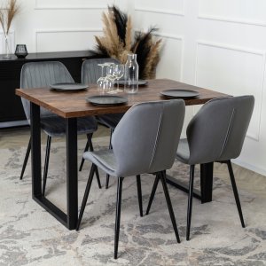 Mebel Elite Zestaw Krzesło Tapicerowane Welurowe Kuchenne Szare Do Jadalni LILAC 4x 3