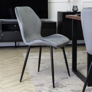 Mebel Elite Zestaw Krzesło Tapicerowane Welurowe Kuchenne Szare Do Jadalni LILAC 4x 6