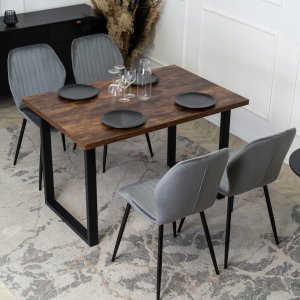 Mebel Elite Zestaw Krzesło Tapicerowane Welurowe Kuchenne Szare Do Jadalni LILAC 4x 7