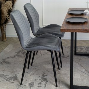 Mebel Elite Zestaw Krzesło Tapicerowane Welurowe Kuchenne Szare Do Jadalni LILAC 4x 8