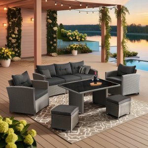 Mebel Elite Zestaw Mebli Ogrodowych Technorattan Sofa Na Taras Ogród Komplet COLORADO 2