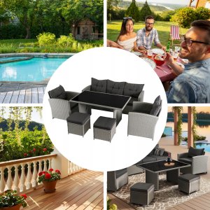Mebel Elite Zestaw Mebli Ogrodowych Technorattan Sofa Na Taras Ogród Komplet COLORADO 3