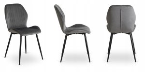 Zestaw Stół Rozkładany Kuchenny Krzesło Komplet Tapicerowane Szare 4x 14