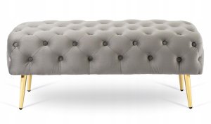 Ławka Siedzisko Ławeczka Do Przedpokoju Sypialni Welurowa Szara VERA Pufa 4