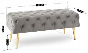 Ławka Siedzisko Ławeczka Do Przedpokoju Sypialni Welurowa Szara VERA Pufa 5