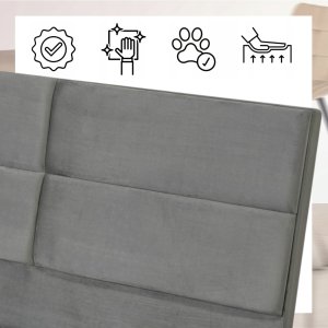 Łóżko 160x200 Podwójne Tapicerowane Dwuosobowe Welurowe Szare TULSA 3